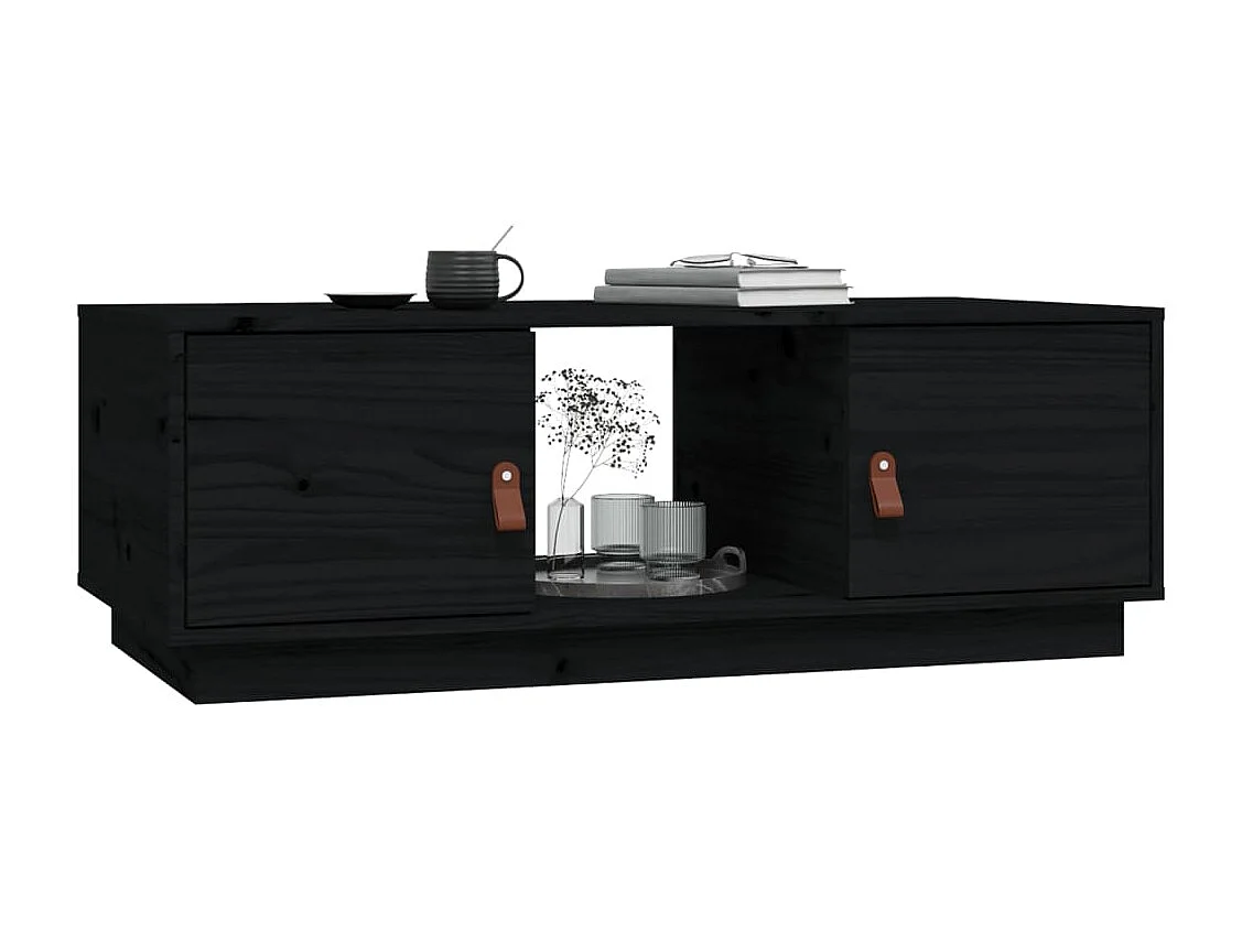 Table basse Noir 100x50x35 cm Bois massif de pin