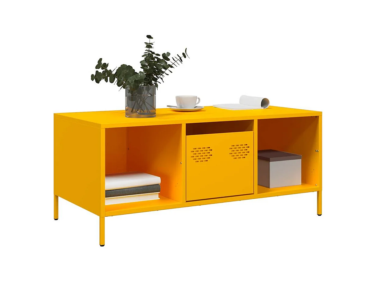 Mosterdgele salontafel 101,5x50x43,5cm koudgewalst staal