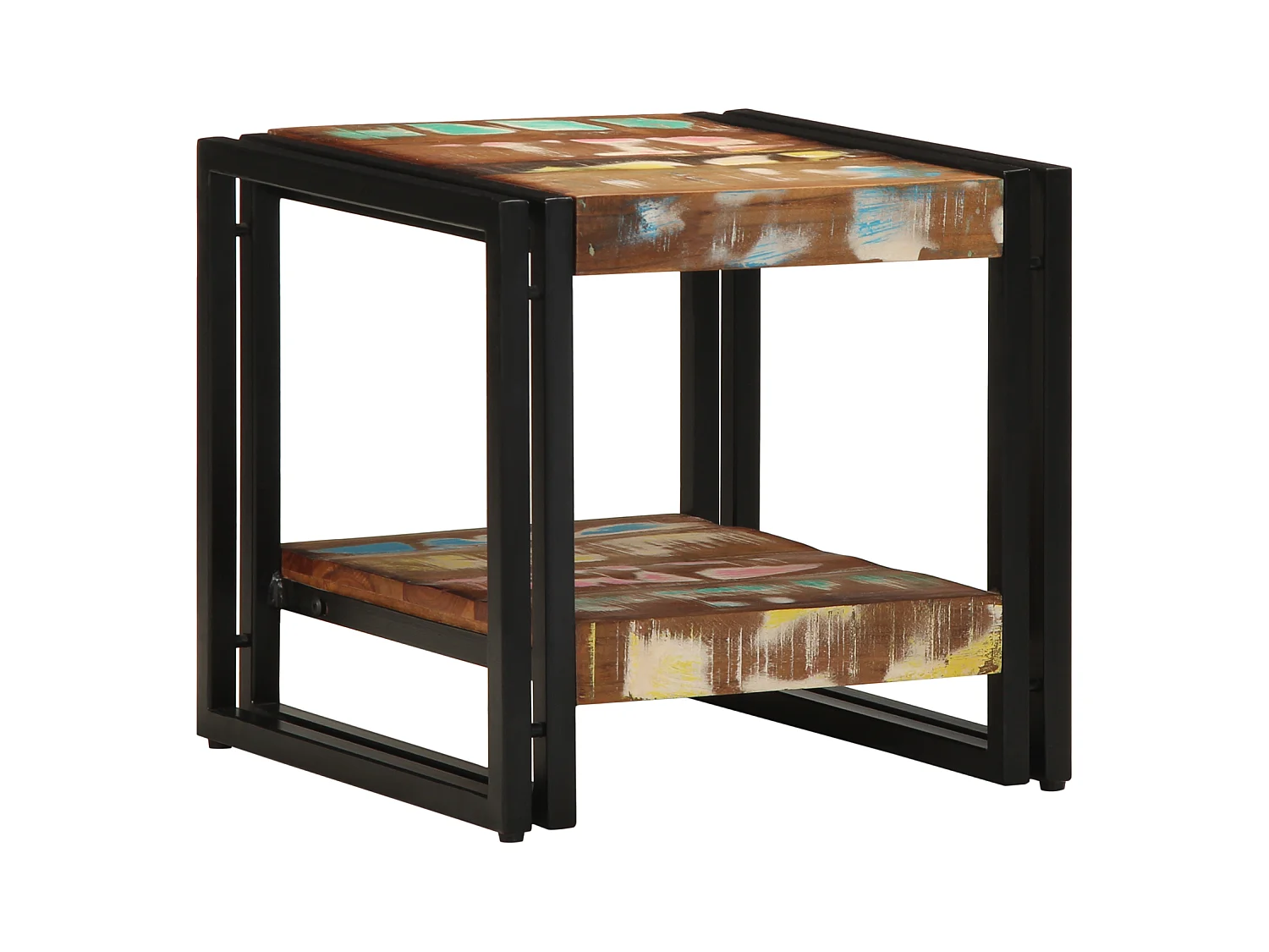 Veelkleurige salontafel 40x50x38 cm van massief gerecycled hout