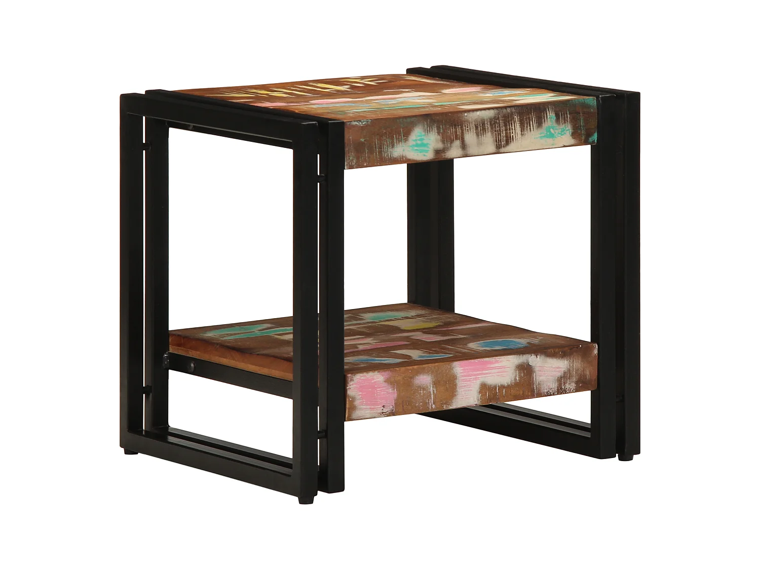 Veelkleurige salontafel 40x50x38 cm van massief gerecycled hout