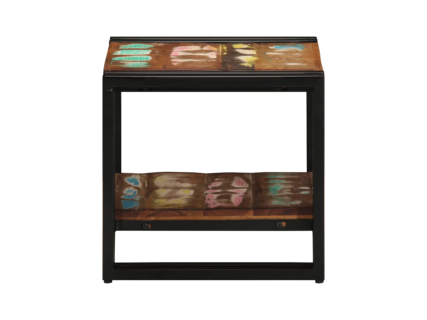 Veelkleurige salontafel 40x50x38 cm van massief gerecycled hout