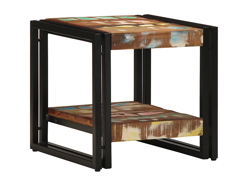 Tavolino multicolore 40x50x38 cm in legno massello di recupero