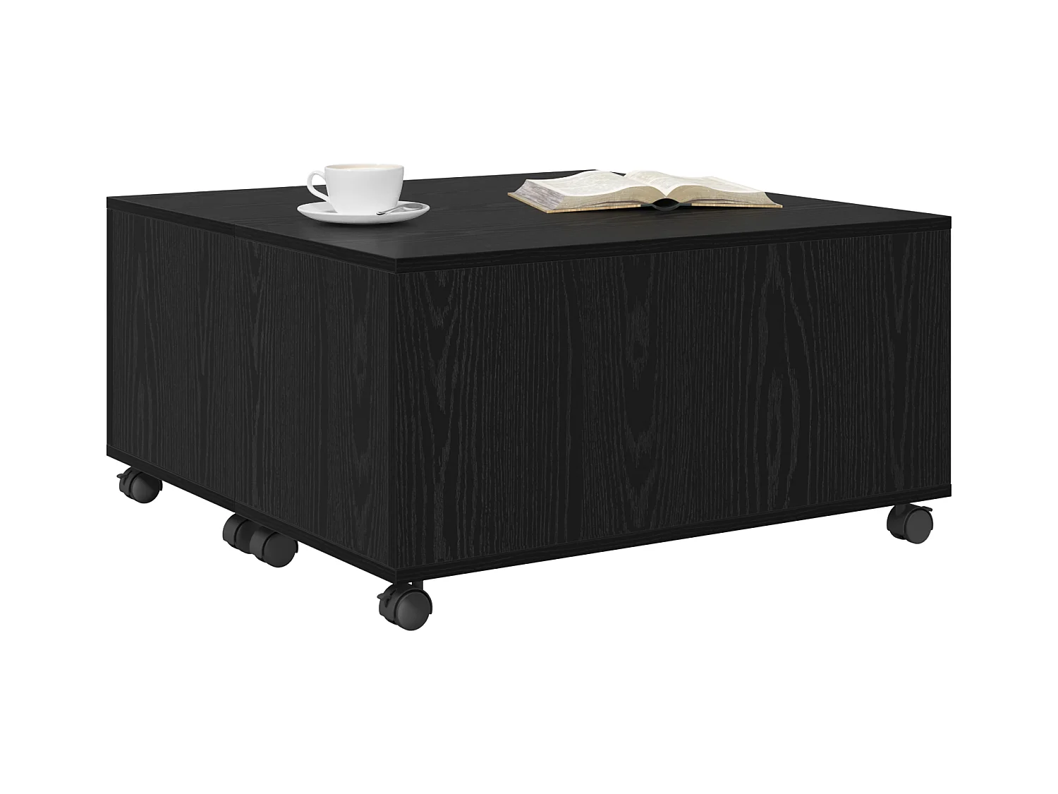 Tavolino da caffè in rovere nero 75 x 75 x 38 cm in legno ingegnerizzato