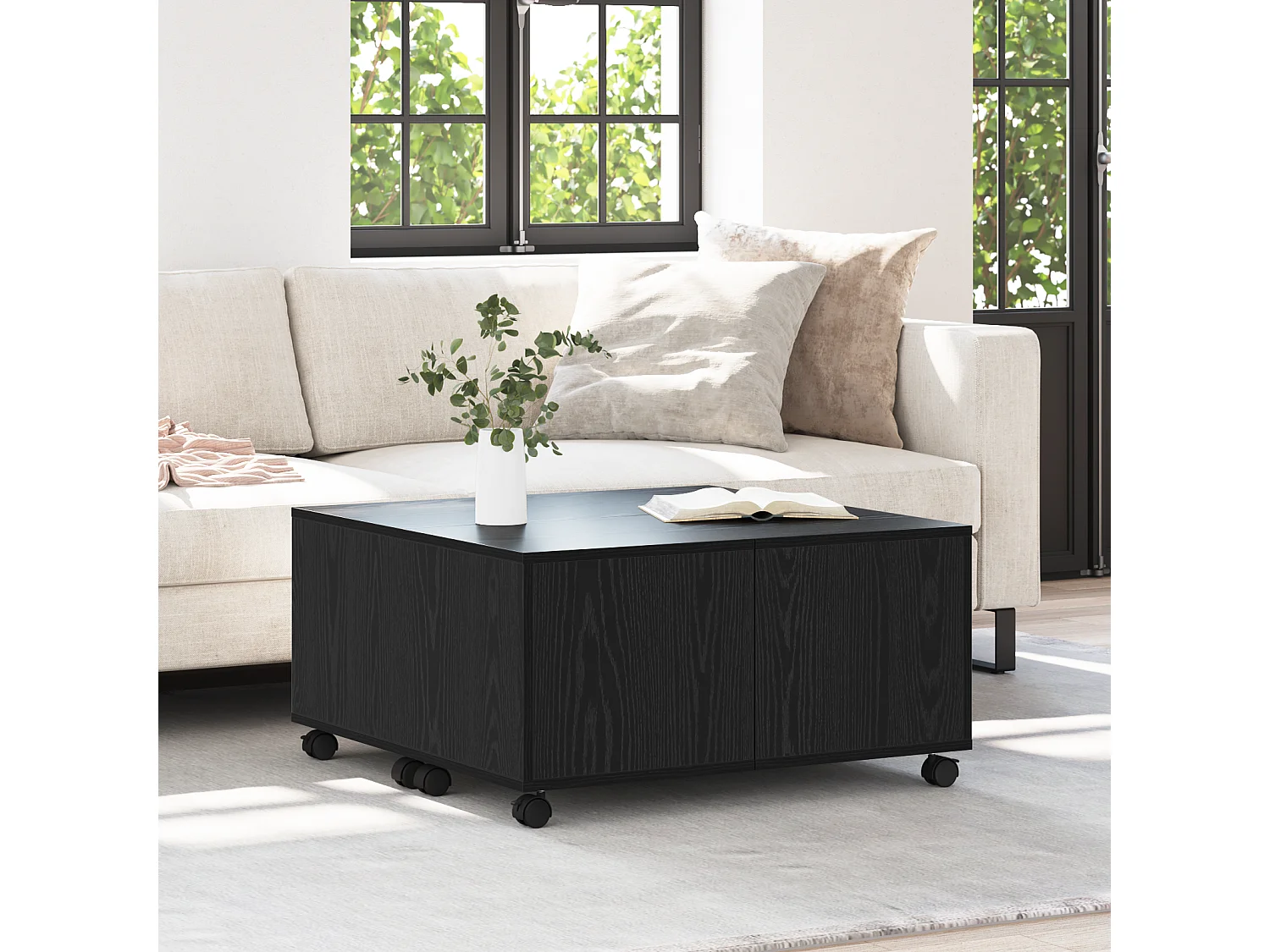 Table basse Chêne noir 75 x 75 x 38 cm Bois d'ingénierie