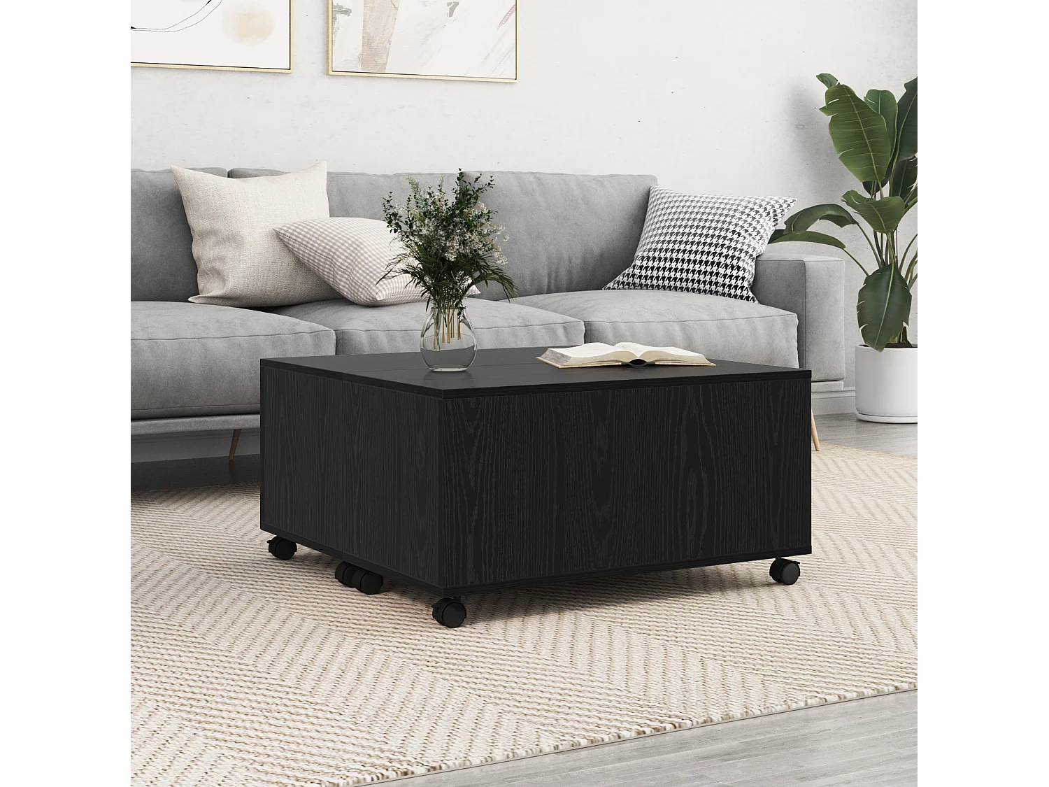 Table basse Chêne noir 75 x 75 x 38 cm Bois d'ingénierie