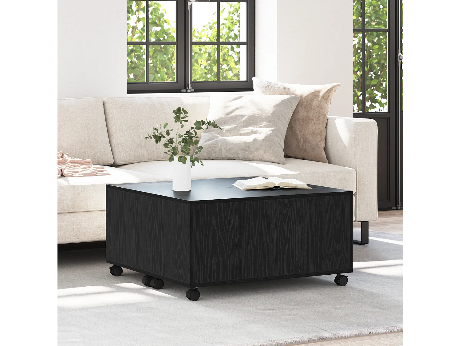 Table basse Chêne noir 75 x 75 x 38 cm Bois d'ingénierie