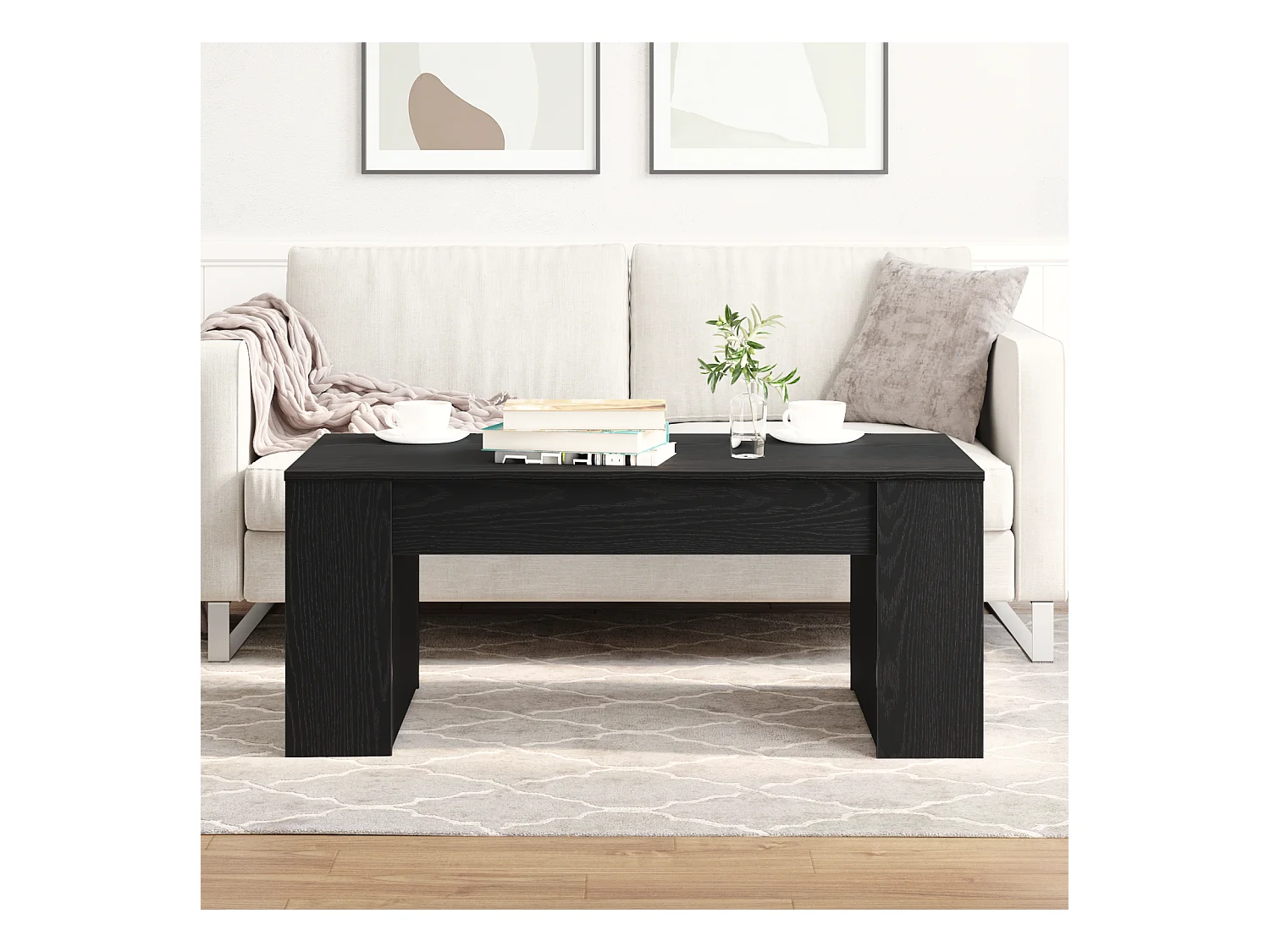 Table basse Chêne Noir 102x55x42 cm Bois d'ingénierie