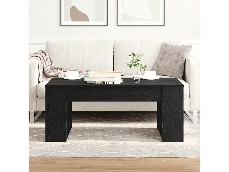 Mesa de centro de roble negro 102x55x42 cm Madera de ingeniería