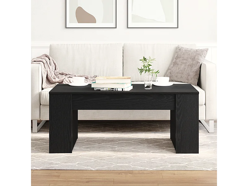Table basse Chêne Noir 102x55x42 cm Bois d'ingénierie