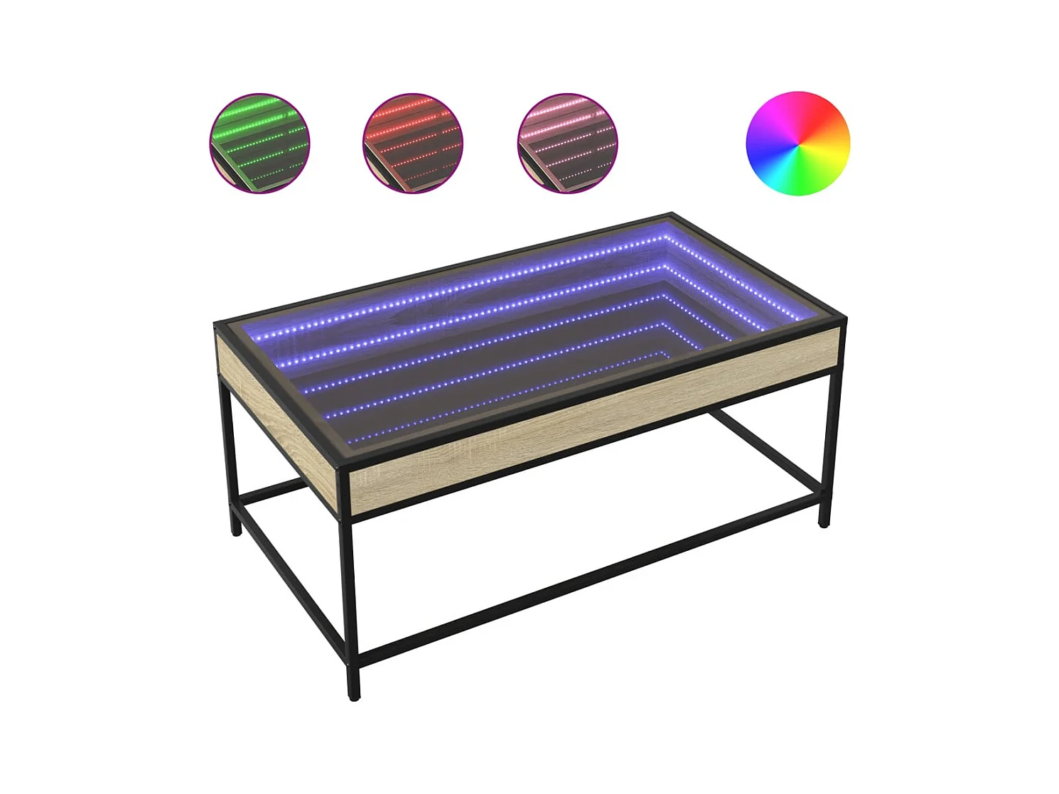 Tavolino con LED infinito rovere Sonoma 90x50x41 cm