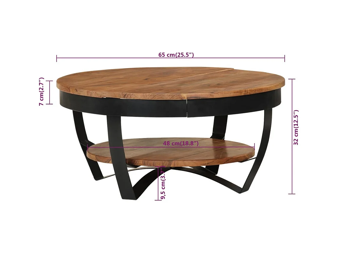 Table basse 65x65x32 cm Bois d'acacia solide