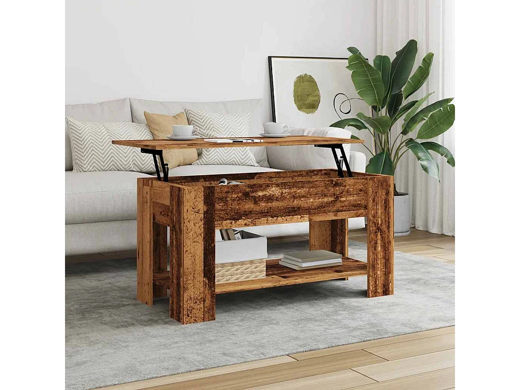 Mesa de centro madera vieja 101x49x52 cm madera de ingeniería
