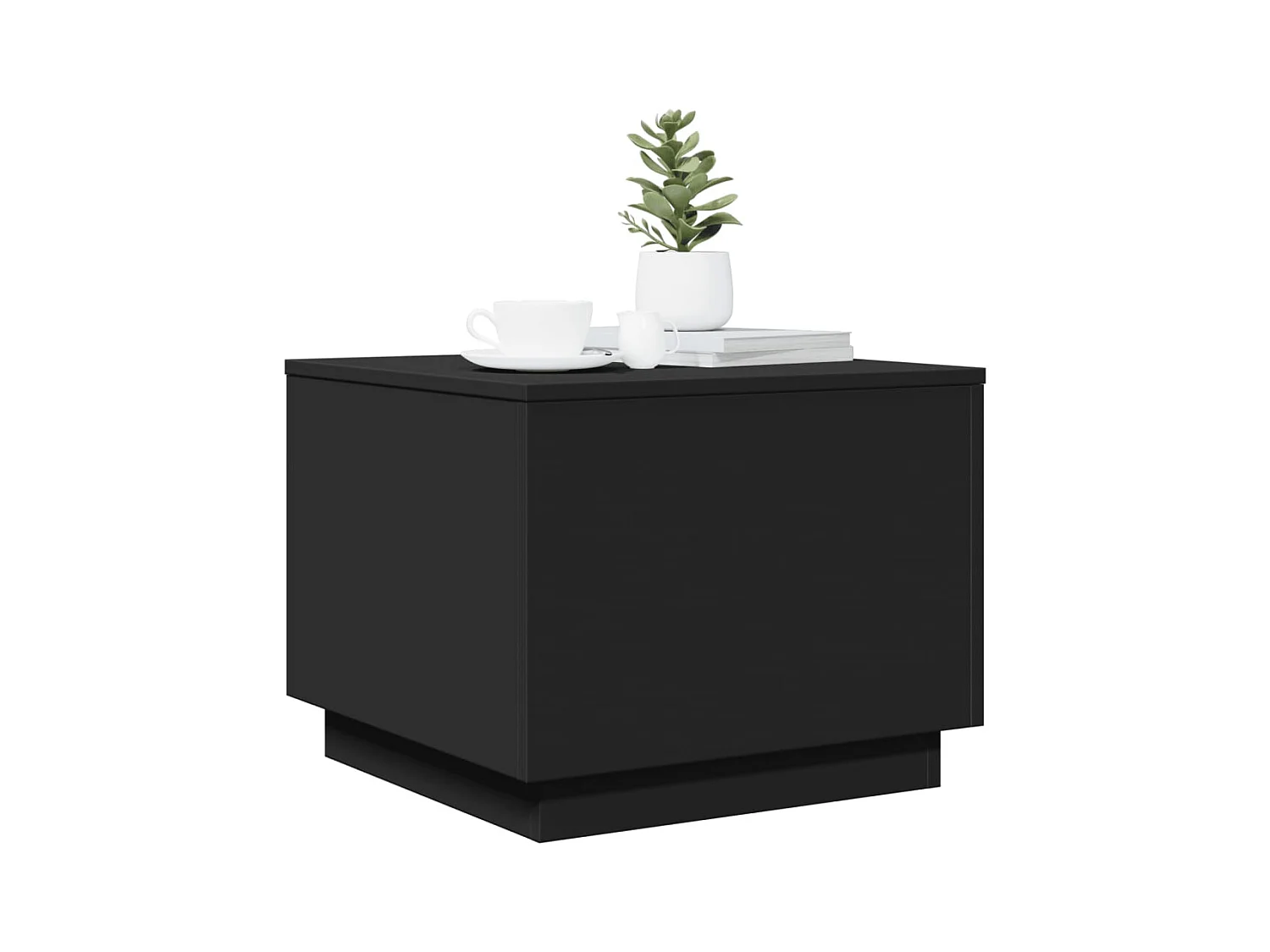 Table basse avec lumières LED noir 50x50x40 cm