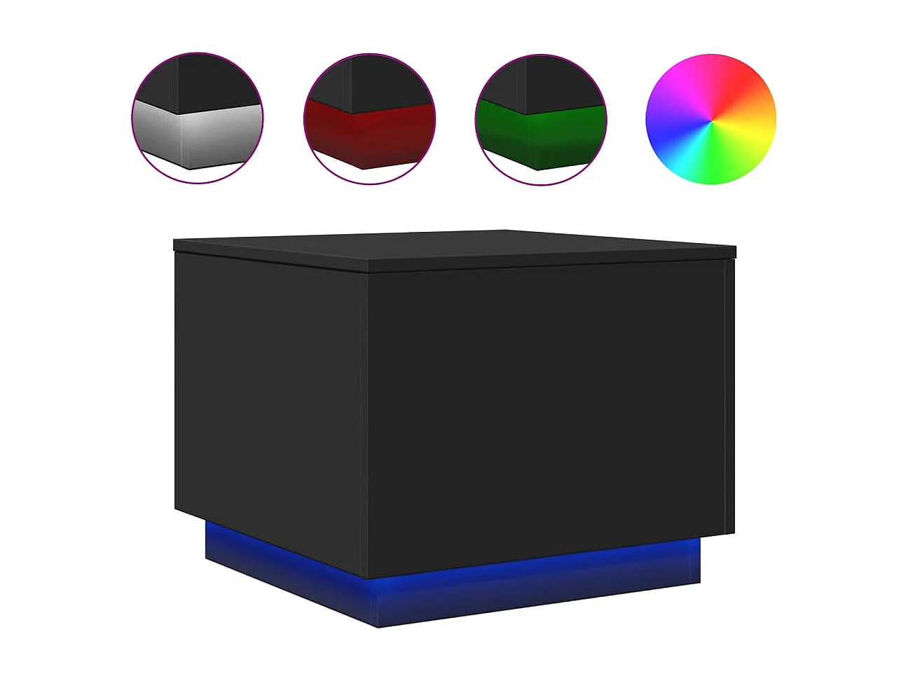 Mesa de centro con luces LED negra 50x50x40 cm