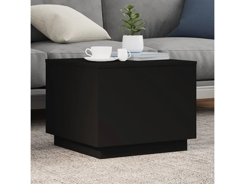 Tavolino con luci LED nero 50x50x40 cm