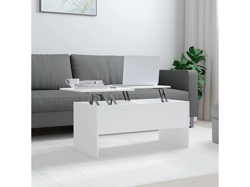 Salontafel Wit 102x50,5x46,5 cm Bewerkt hout