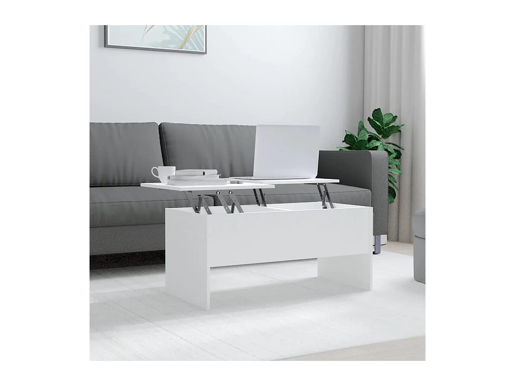 Table basse Blanc 102x50,5x46,5 cm Bois d'ingénierie