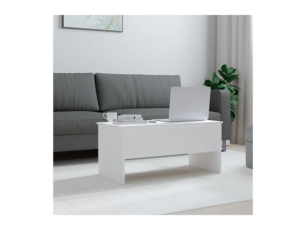 Table basse Blanc 102x50,5x46,5 cm Bois d'ingénierie