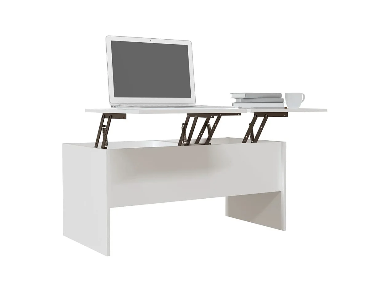 Table basse Blanc 102x50,5x46,5 cm Bois d'ingénierie