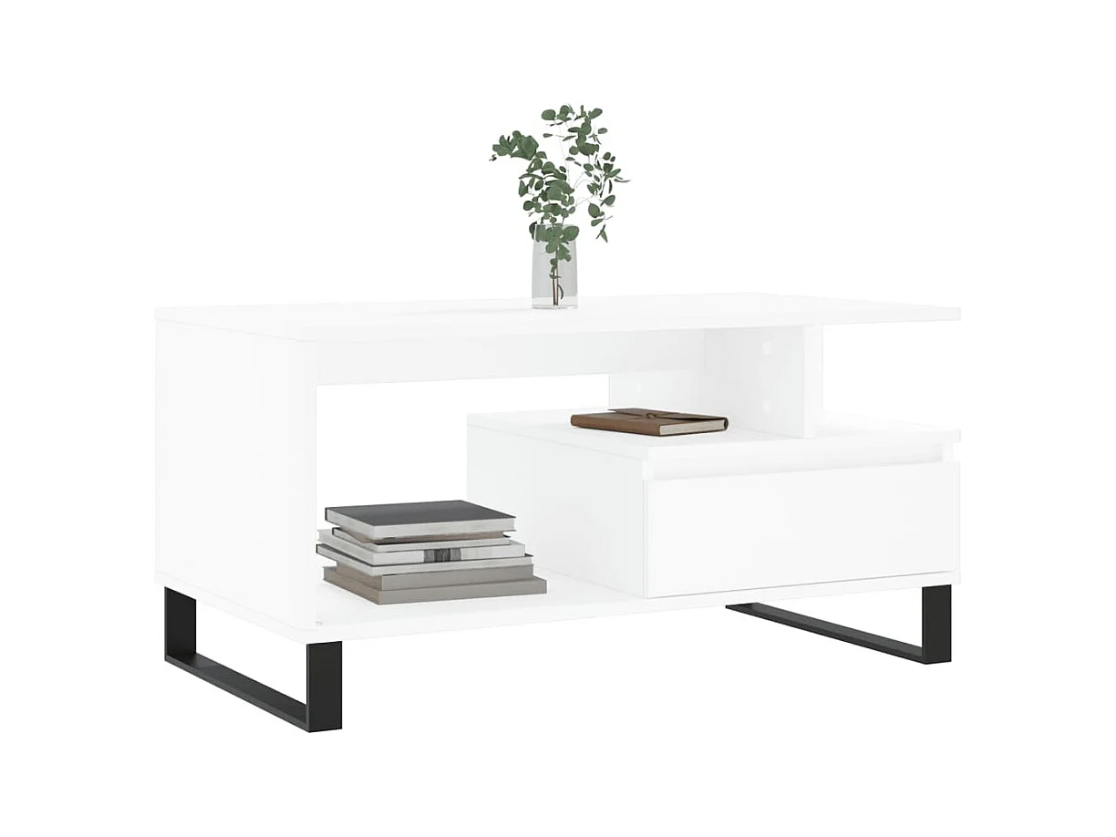 Table basse Blanc 90x49x45 cm Bois d'ingénierie