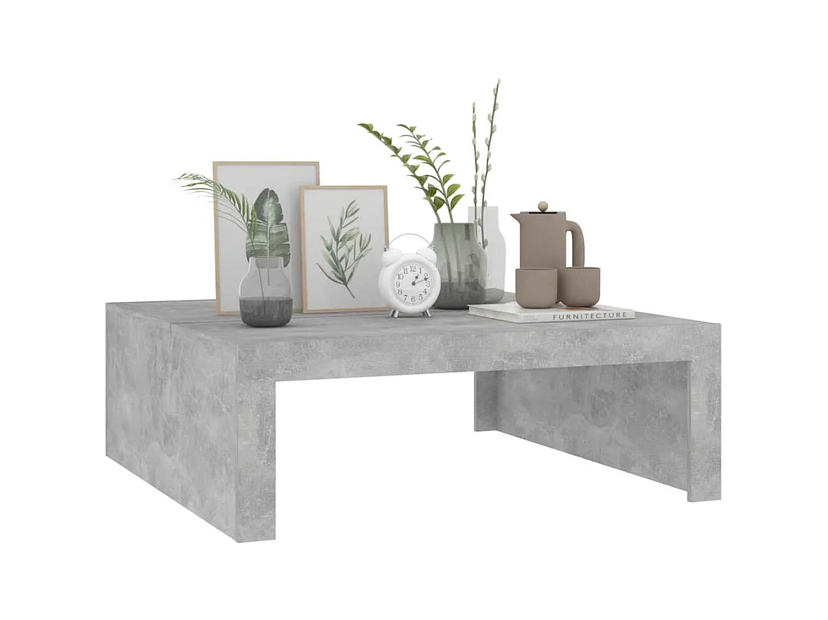 Table basse gris béton 100x100x35 cm bois d'ingénierie