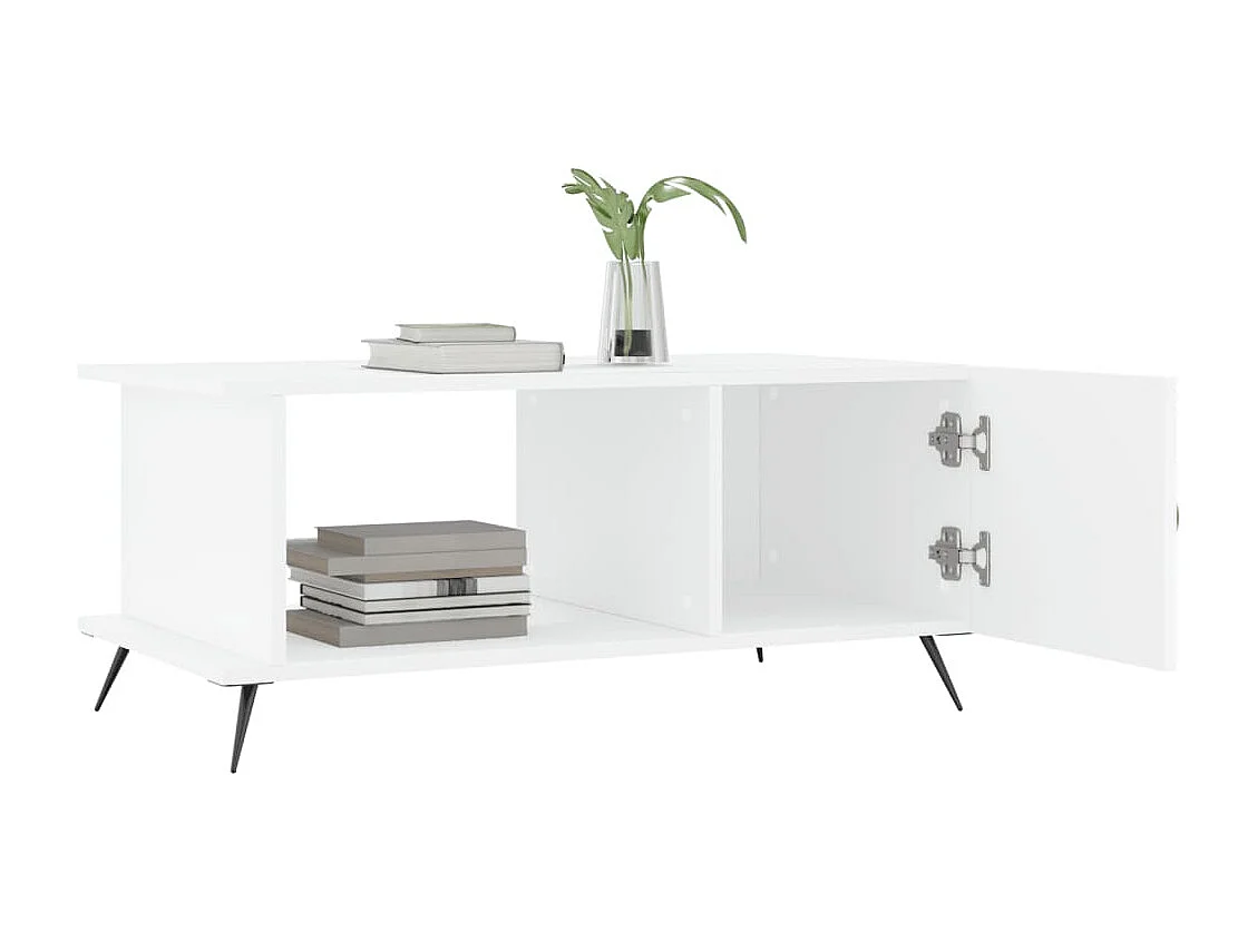 Table basse blanc 90x50x40 cm bois d'ingénierie