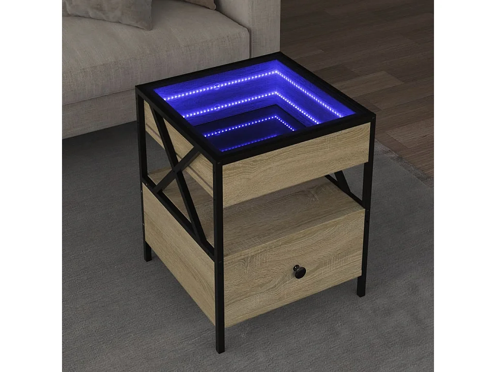 Infinity LED Couchtisch in Sonoma Eiche 40x40x51 cm