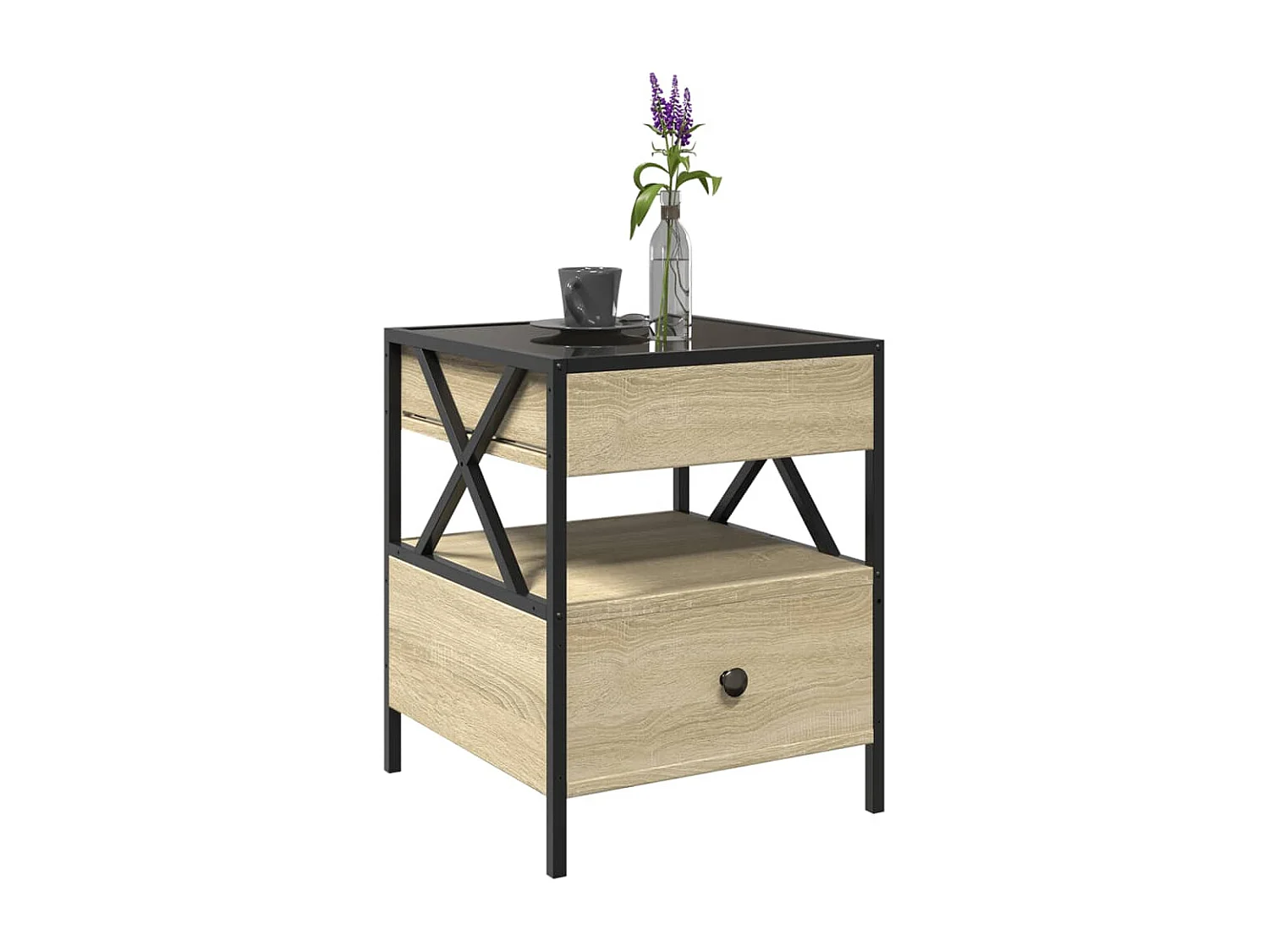 Infinity LED Couchtisch in Sonoma Eiche 40x40x51 cm