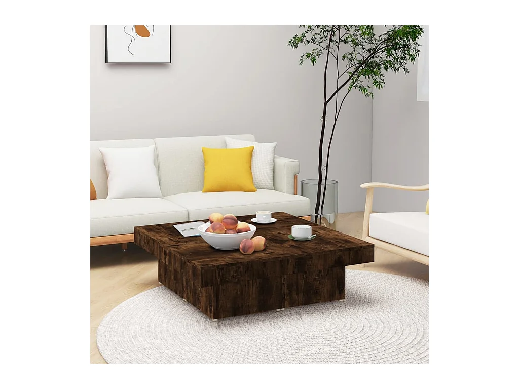 Table basse Chêne fumé 90x90x28 cm Bois d'ingénierie