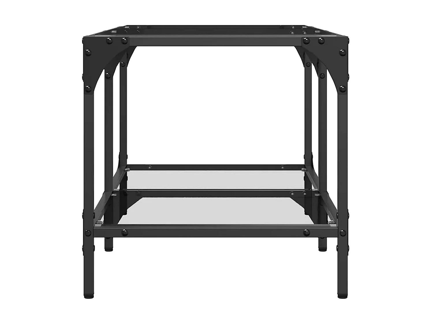 Tavolino con piano in vetro trasparente 78,5x40x40cm acciaio