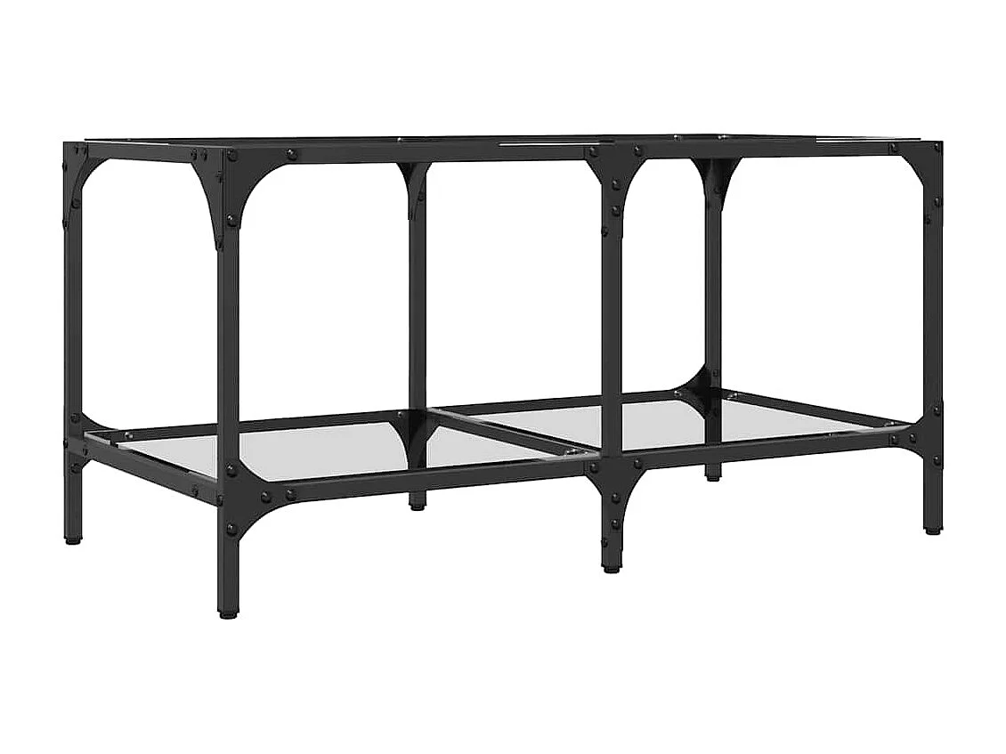 Tavolino con piano in vetro trasparente 78,5x40x40cm acciaio