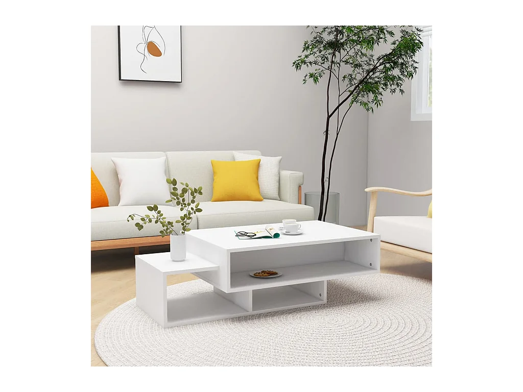 Table basse Blanc 105x55x32 cm Bois d’ingénierie