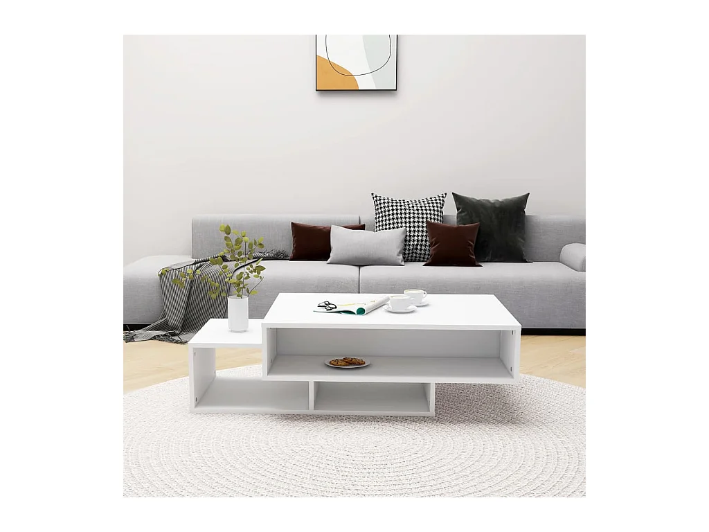 Table basse Blanc 105x55x32 cm Bois d’ingénierie