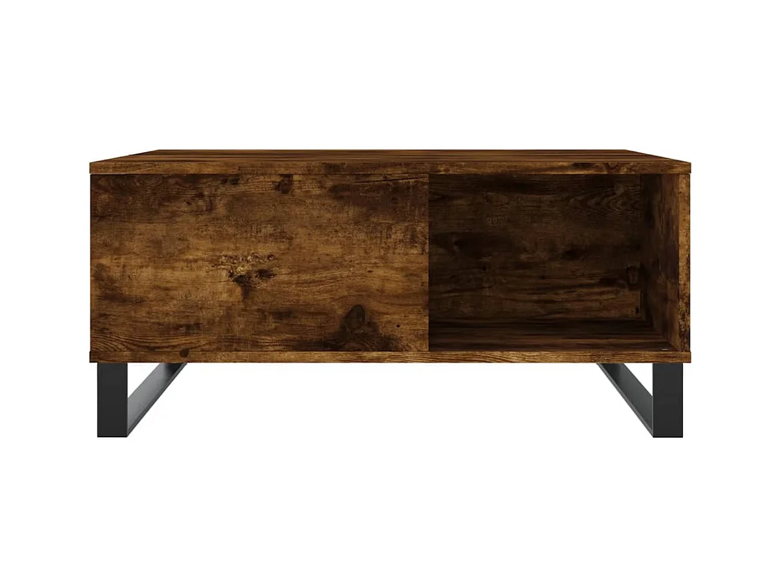 Table basse chêne fumé 80x80x36,5 cm bois d'ingénierie