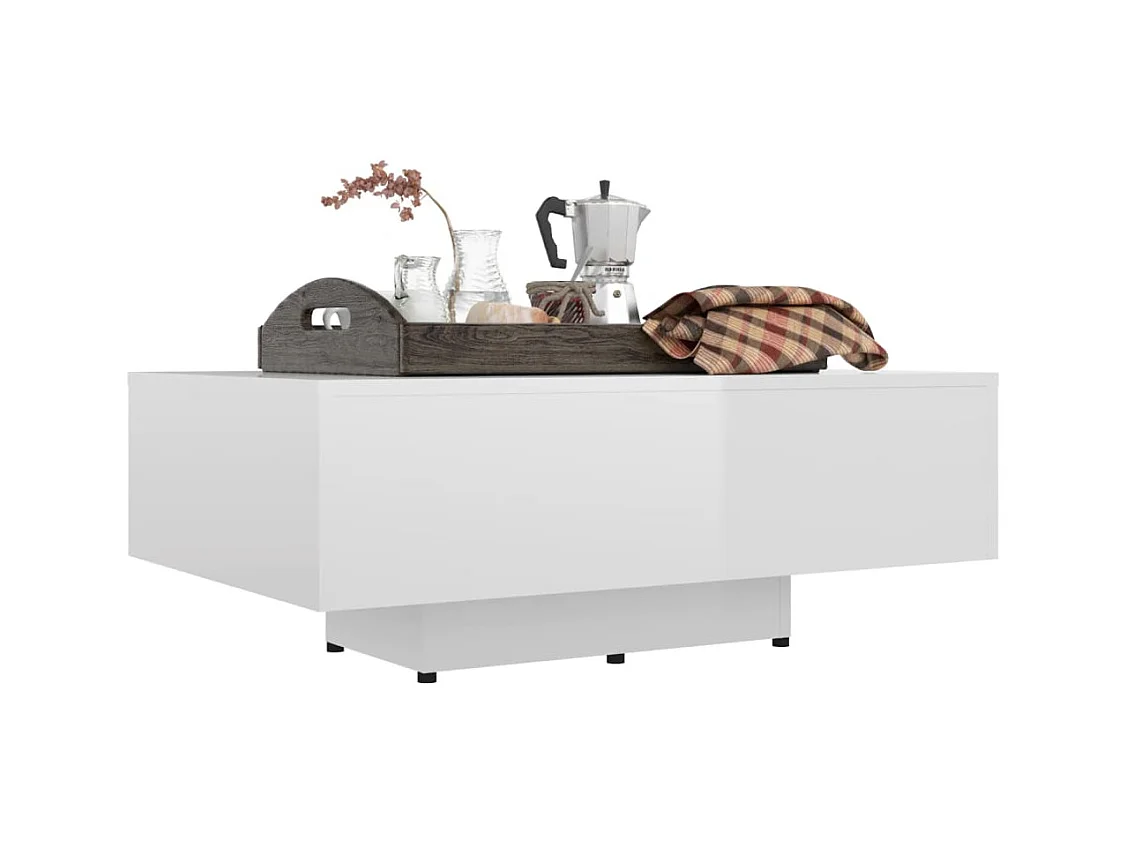 Table basse Blanc brillant 85x55x31 cm Bois d'ingénierie