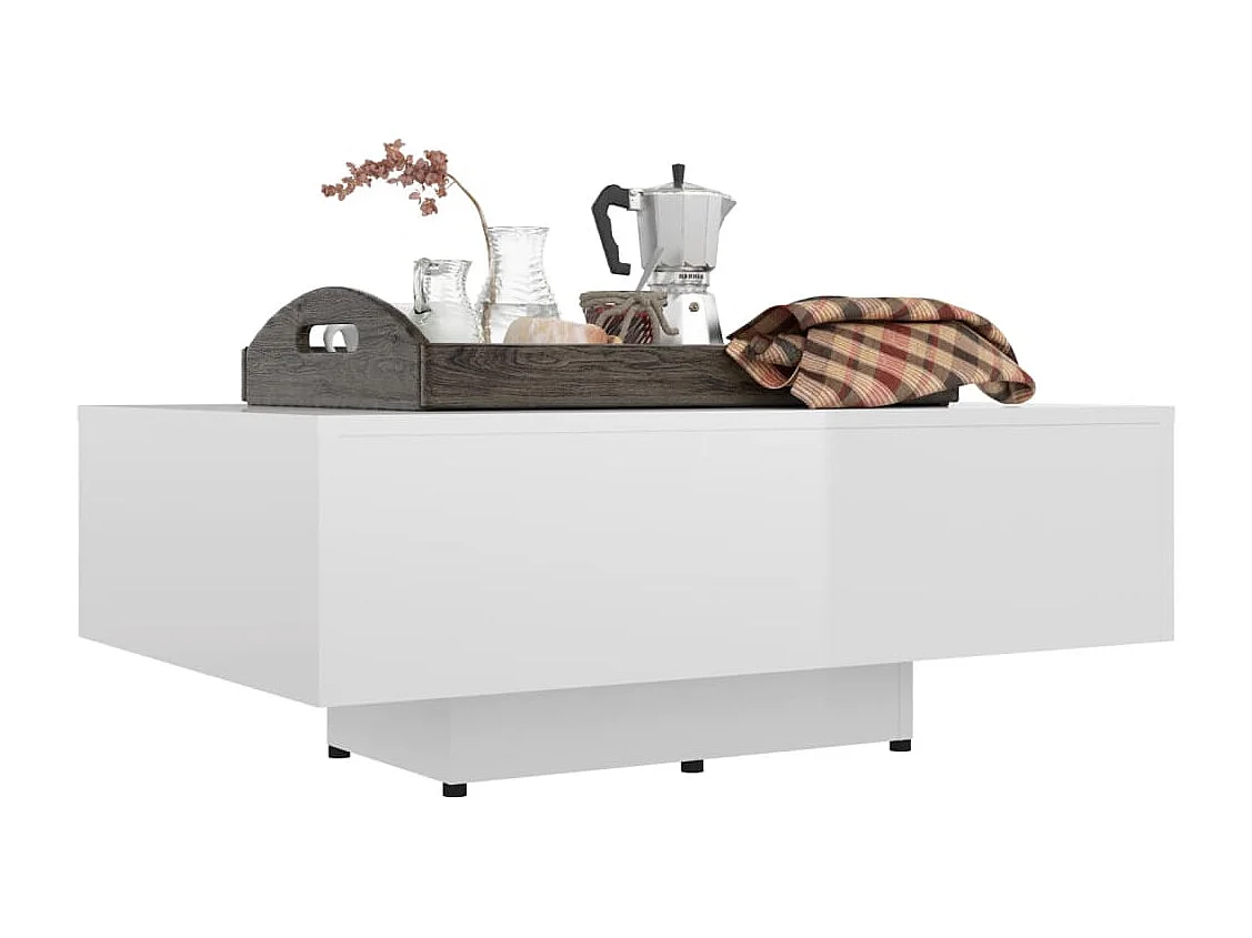 Table basse Blanc brillant 85x55x31 cm Bois d'ingénierie