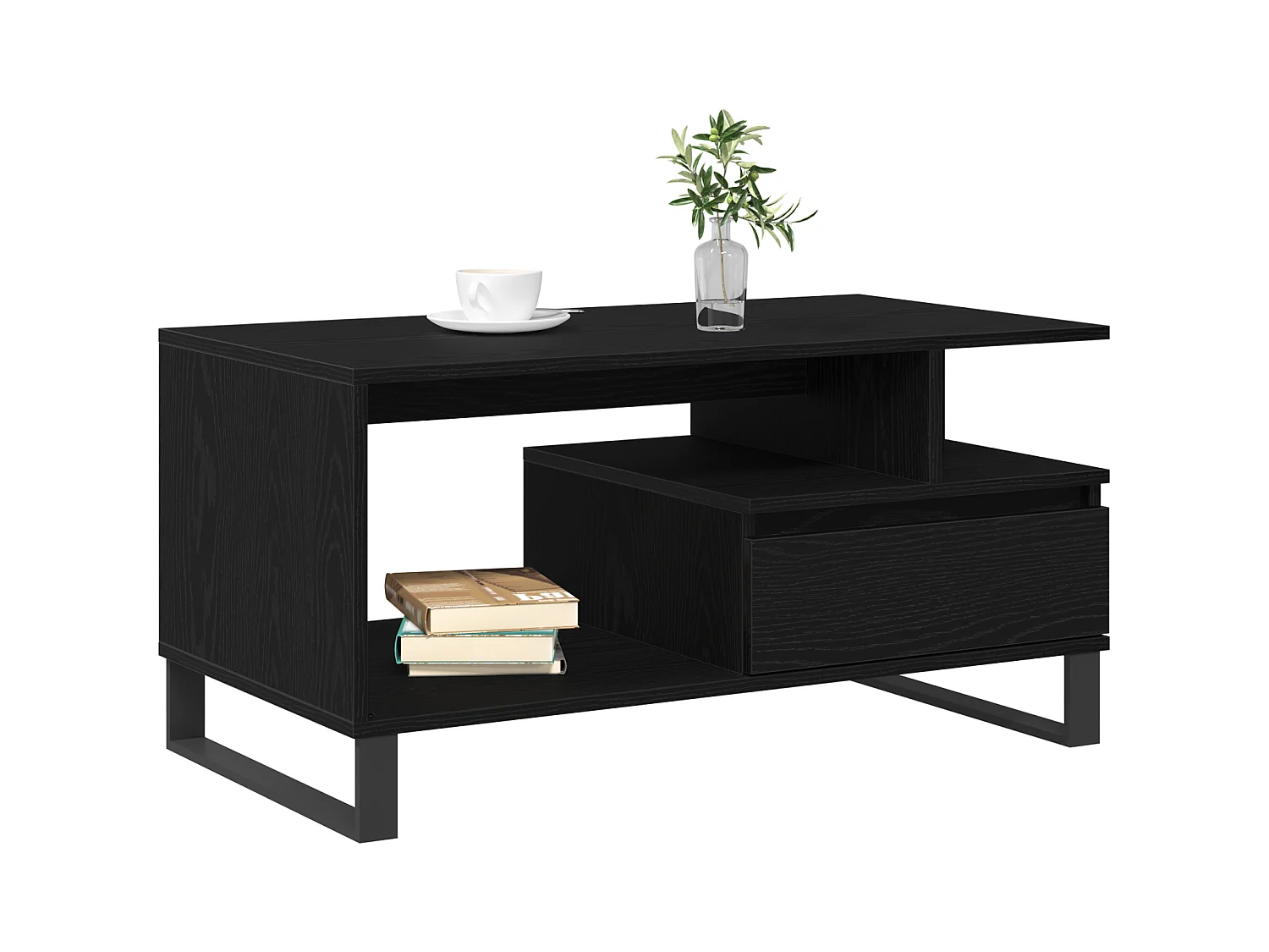 Table basse en chêne noir 90x49x45 cm en bois d'ingénierie