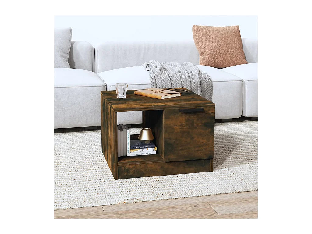 Table basse Chêne fumé 50x50x36 cm Bois d'ingénierie