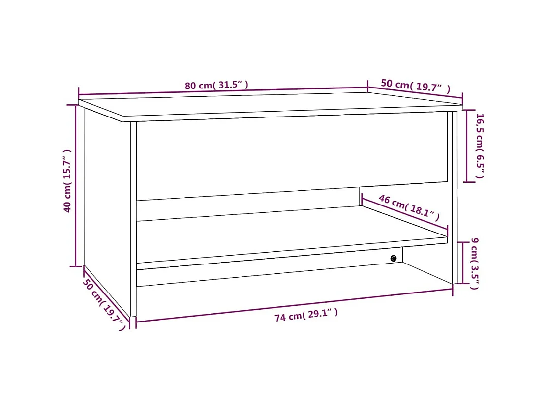 Table basse Blanc 80x50x40 cm Bois d'ingénierie