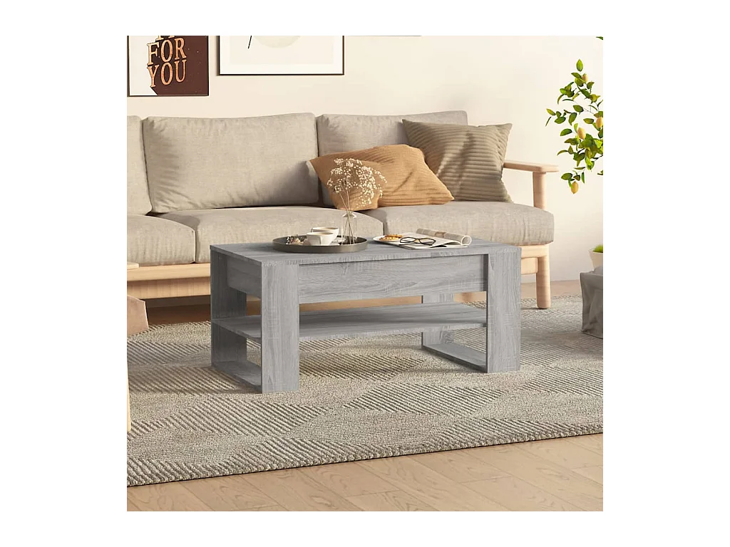 Table basse sonoma gris 102x55x45 cm bois d'ingénierie