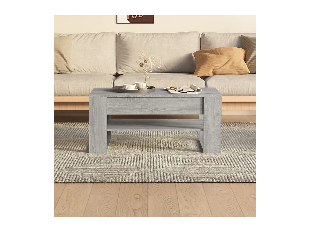 Table basse sonoma gris 102x55x45 cm bois d'ingénierie