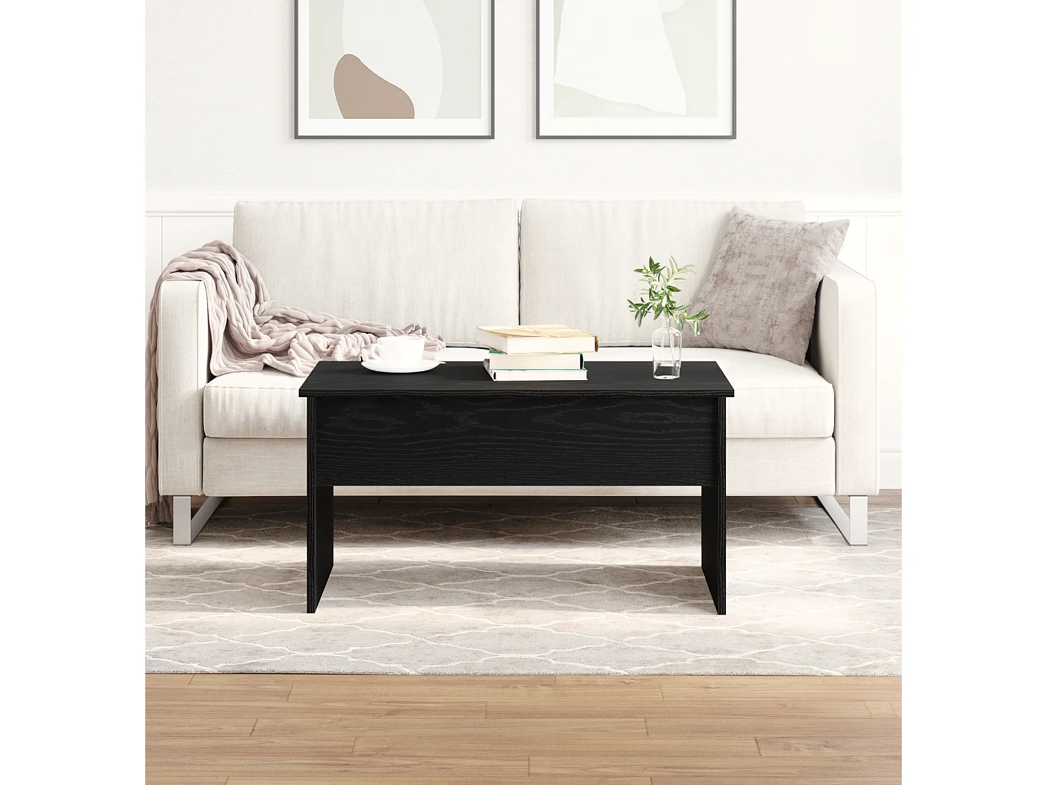 Table basse en chêne noir - 80 x 50.5 x 41.5 cm