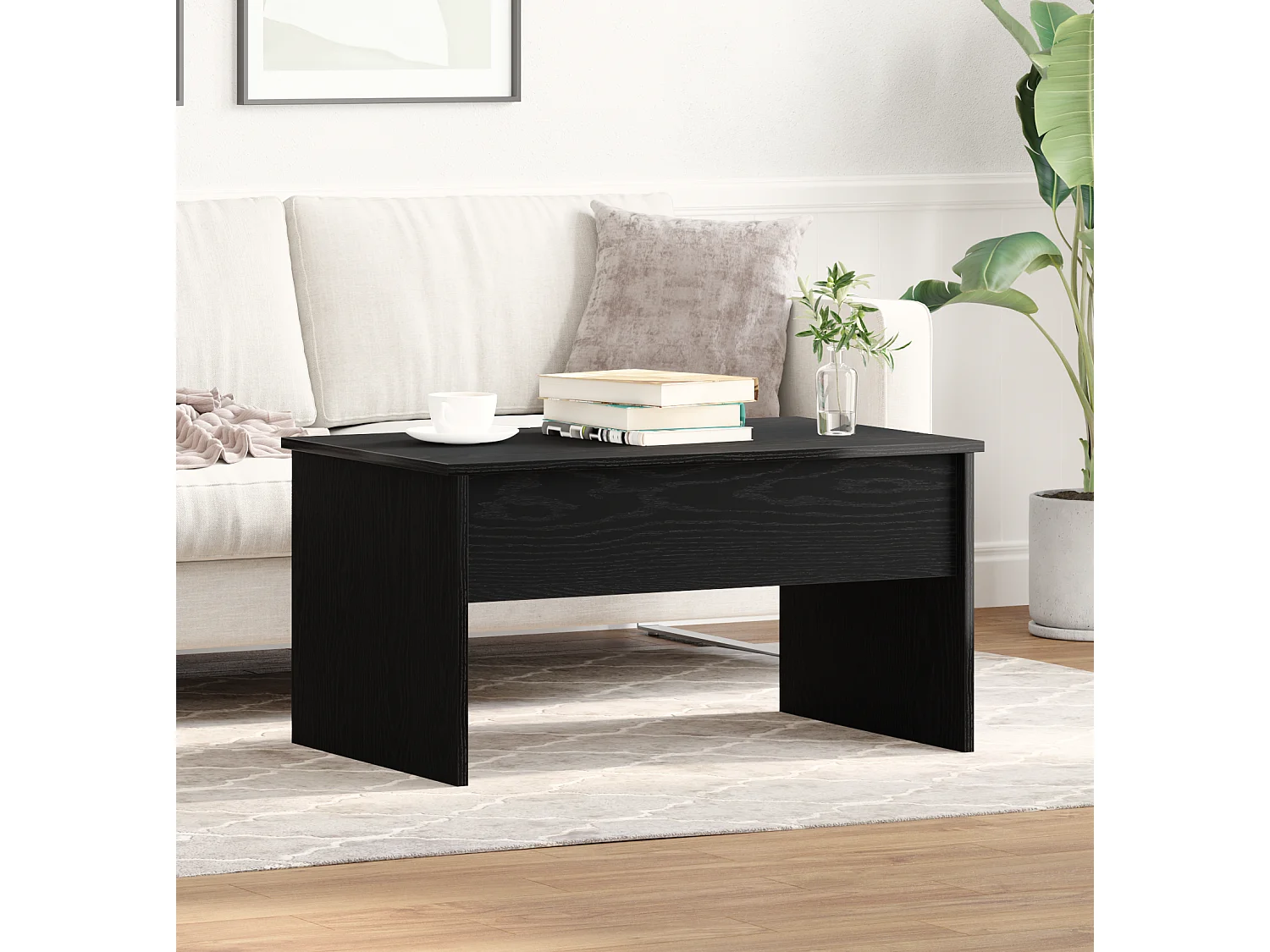 Table basse en chêne noir - 80 x 50.5 x 41.5 cm