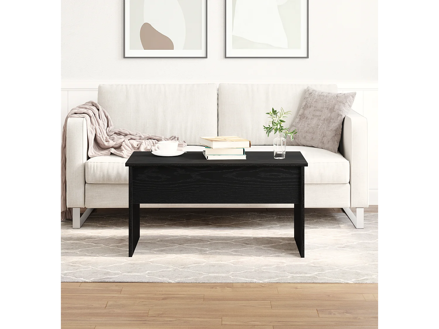 Tavolino da caffè in rovere nero - 80 x 50,5 x 41,5 cm