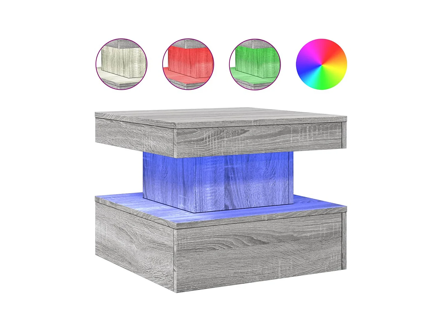 Tavolino con luci LED Sonoma grigio 50x50x40 cm