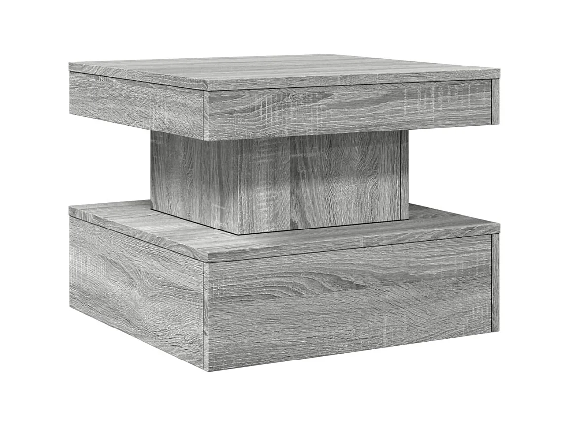 Tavolino con luci LED Sonoma grigio 50x50x40 cm