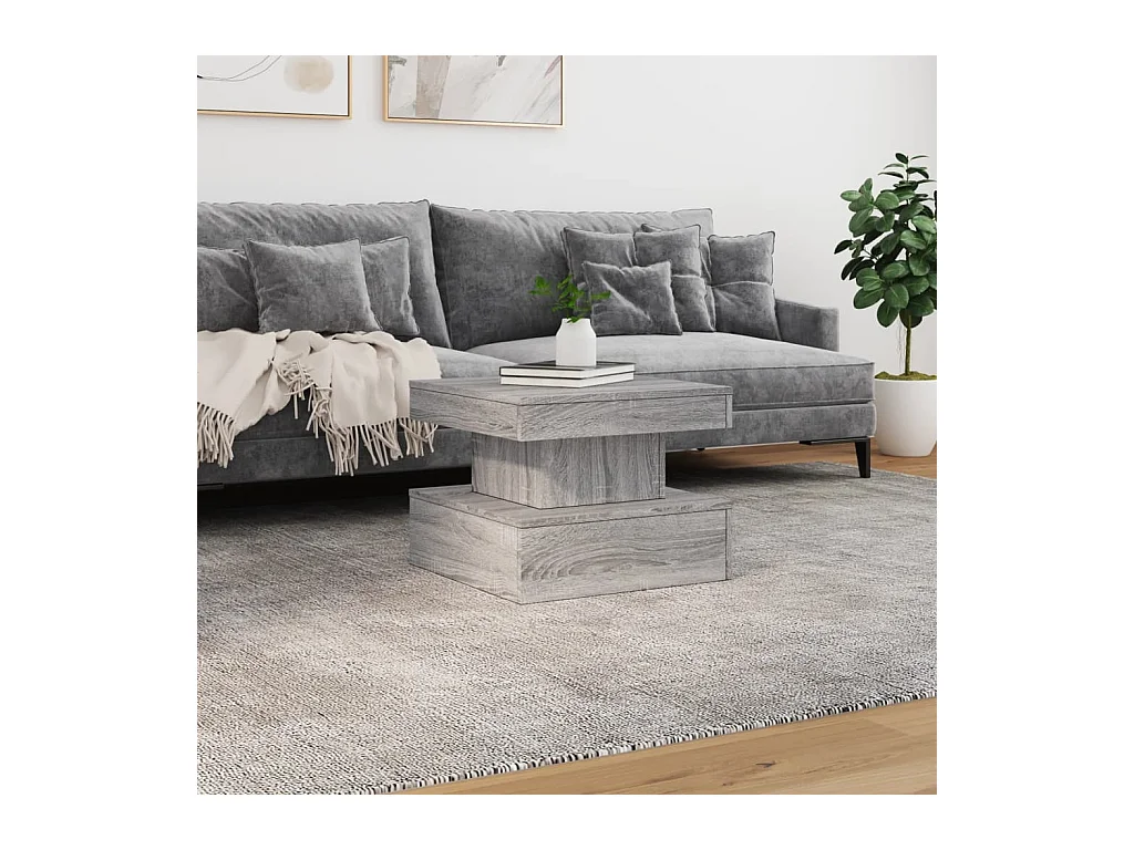 Tavolino con luci LED Sonoma grigio 50x50x40 cm