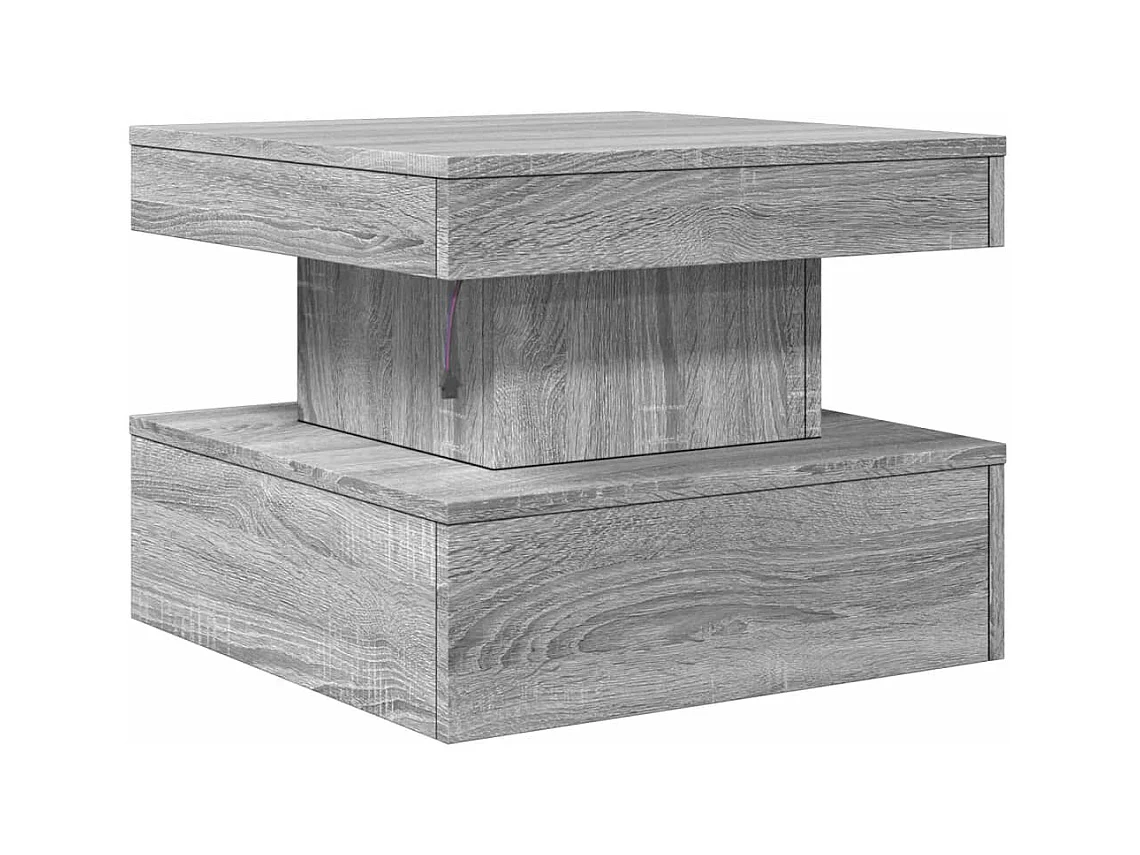 Tavolino con luci LED Sonoma grigio 50x50x40 cm