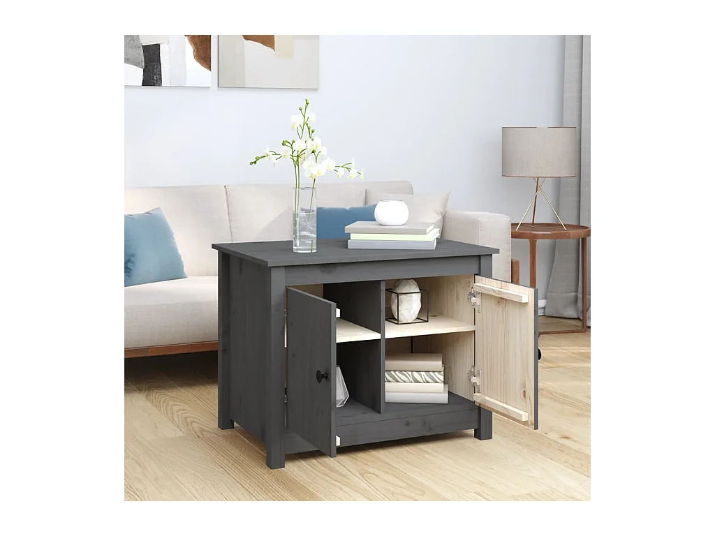 Table basse Gris 71x49x55 cm Bois massif de pin