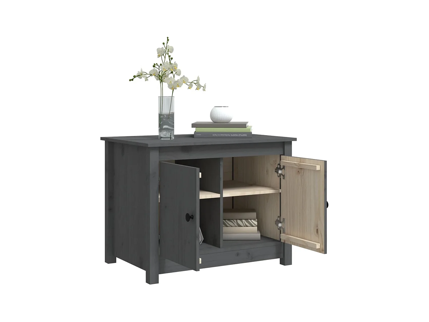 Table basse Gris 71x49x55 cm Bois massif de pin